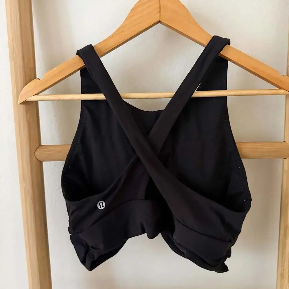 Lululemon Always Aligned Bra Black Size 10 Nulu Criss Cross Yoga Sports Bra